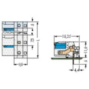 Zásuvkový konektor do DPS WAGO 722-834/005-000, 29 mm, pólů 1, 50 ks