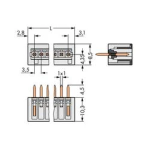 Konektor do DPS WAGO 734-142/046-000, 44.40 mm, pólů 10, rozteč 3.50 mm, 100 ks