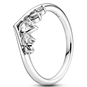 Pandora Něžný stříbrný prsten s kamínky Wishbone 199109C01 54 mm