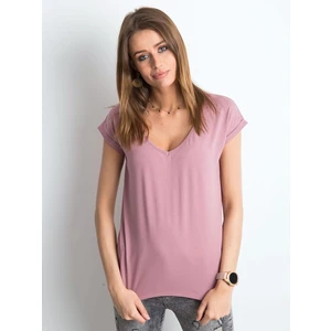 Dirty pink V-neck cotton t-shirt