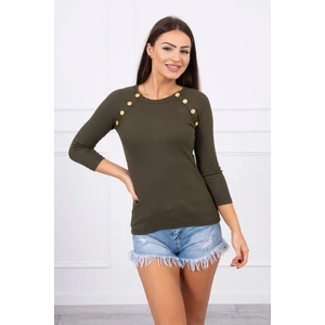 Blouse with decorative buttons khaki