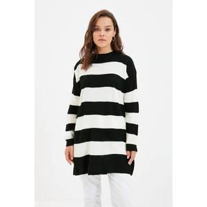 Trendyol Black Striped Crew Neck Long Knitwear Sweater