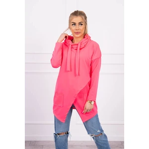 Tunic with envelope front Oversize pink neon