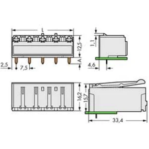 Zásuvkový konektor do DPS WAGO 2092-3324, 27.50 mm, pólů 4, rozteč 7.50 mm, 100 ks