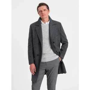 Ombre Men's double-breasted lined coat - graphite