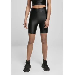 Women's Shiny Metallic High-Waisted Cycling Shorts Black