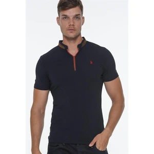 T8571 DEWBERRY ZIPPERED MEN'S T-SHIRT-DARK NAVY BLUE