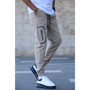 Madmext Beige Parachute Fabric Pocket Detailed Jogger Pants 5483