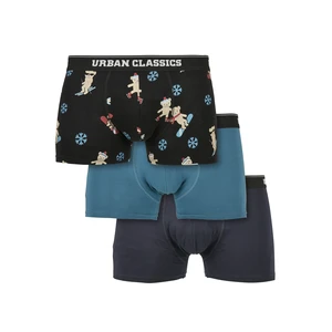 Organic X-Mas Boxer Shorts 3-Pack Teddy Aop+Jasper+Navy