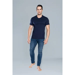 Ikar T-shirt with short sleeves and V-neck - dark blue