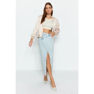 Trendyol Light Blue Asymmetrical Maxi Denim Skirt