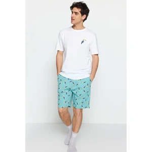 Trendyol Green Regular Fit Knitted Pajama Set with Shorts