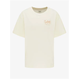 Cream Women's T-Shirt with Lee Print - Women