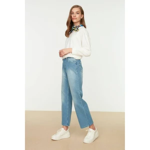 Trendyol Light Blue 100% Cotton High Waist Wide Leg Jeans