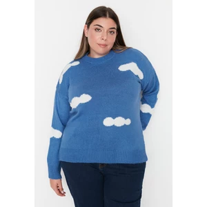 Trendyol Curve Plus Size Sweater - Blue - Relaxed fit