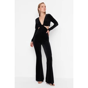 Trendyol Black Velvet Jumpsuit