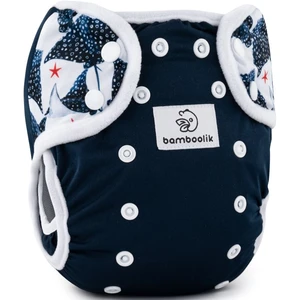 Bamboolik DUO Diaper Cover pratelné svrchní kalhotky na patentky Dark Blue + Ramp Fish