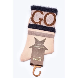 WOMEN'S COTTON SOCKS GO-GO WITH FUR COSAS BEIGE