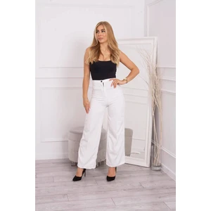 Wide leg ecru trousers