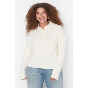 Trendyol Curve Plus Size Sweater - Ecru - Regular fit