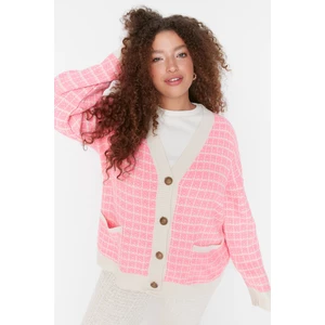 Trendyol Curve Plus Size Cardigan - Pink - Regular fit