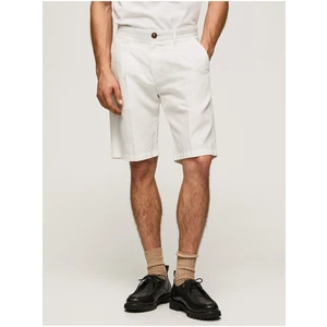 White Men's Shorts with Linen Pepe Jeans - Men