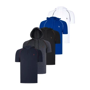 FIVE SET T8570 DEWBERRY HOODIE MEN'S T-SHIRT-BLACK-WHITE-NAVY BLUE-ANTHRACITE-SAKS