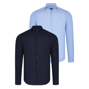 DUAL SET G726 DEWBERRY MENS SHIRTS-NAVY BLUE-BLUE