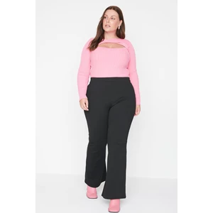 Trendyol Curve Black High Waist Flare Knitted Trousers