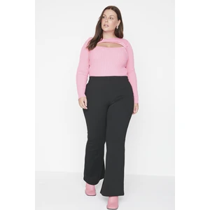 Trendyol Curve Black High Waist Flare Knitted Trousers