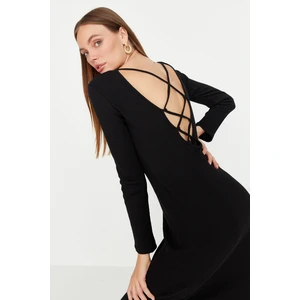 Trendyol Black Ruffle Knitted Maxi Dress