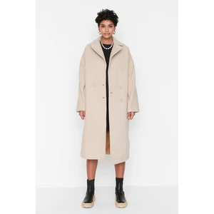 Trendyol Stone Oversize Wide Cut Long Wool Cachet Coat