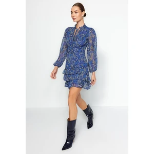 Trendyol Navy Blue Skirt Frilly Collar Detailed Woven Woven Dress