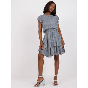 Blue summer dress RUE PARIS with frills