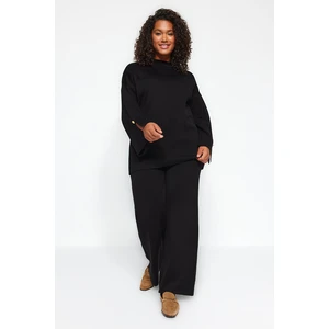 Trendyol Curve Black Standing Collar Plain Single Plate Plus Size Top-Upper Set