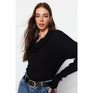 Trendyol Black Collar Detailed Premium Yarn / Special Yarn Knitwear Sweater