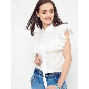 Shirt with embroidered frills ecru