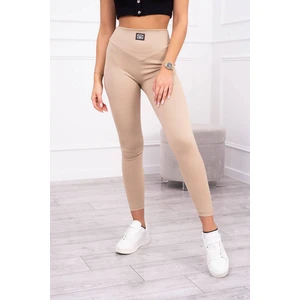 Ribbed leggings beige