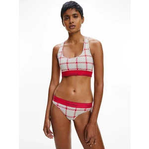 Calvin Klein Red-Grey Plaid Set Bralette Bras & Tang Calvin Kle - Women