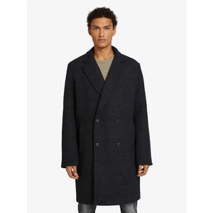 Černý pánský kostkovaný kabát Tom Tailor Denim - Pánské