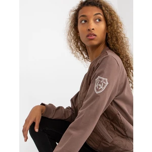 RUE PARIS Brown Ladies Bomber Sweatshirt with Stitching