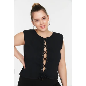 Trendyol Curve Plus Size Blouse - Black - Fitted