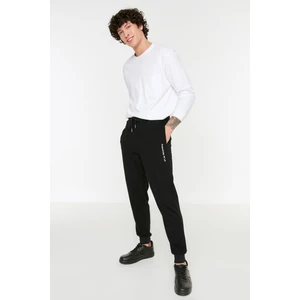 Trendyol Black Men Regular Fit Rubber Leg Printed Sweatpants