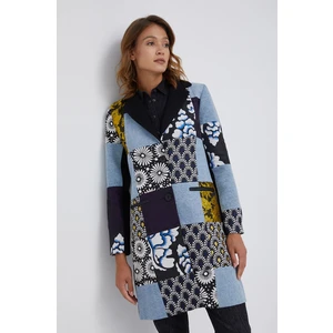 Black-blue Women's Patterned Coat with Desigual Hamburgo - Ladies