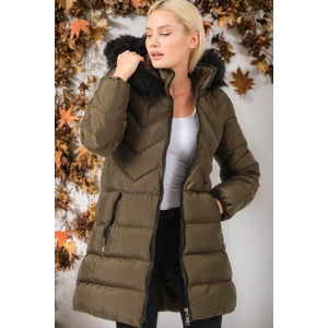 Z6759 DEWBERRY WOMEN'S COAT-PLAIN KHAKI