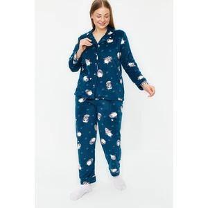 Trendyol Curve Oil Penguin Patterned Knitted Pajamas Set