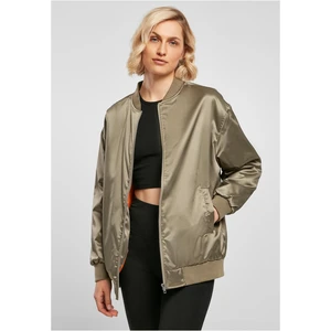 Women's Oversized Satin Bomber Jacket Softolive