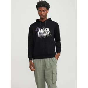 Men's Black Hoodie Jack & Jones Map - Men's