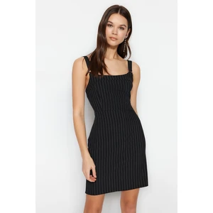 Trendyol Black Striped A-line Strap Mini Woven Dress