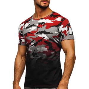 Tricou cu imprimeu gri-bordo army Bolf S808